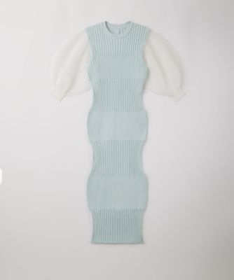FLUTED LUCENT PUFF SLEEVE DRESS 6S